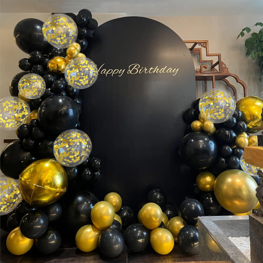 ASIYUHY 100pcs Black & Gold Balloons – 12in Metallic Latex Party Decor
