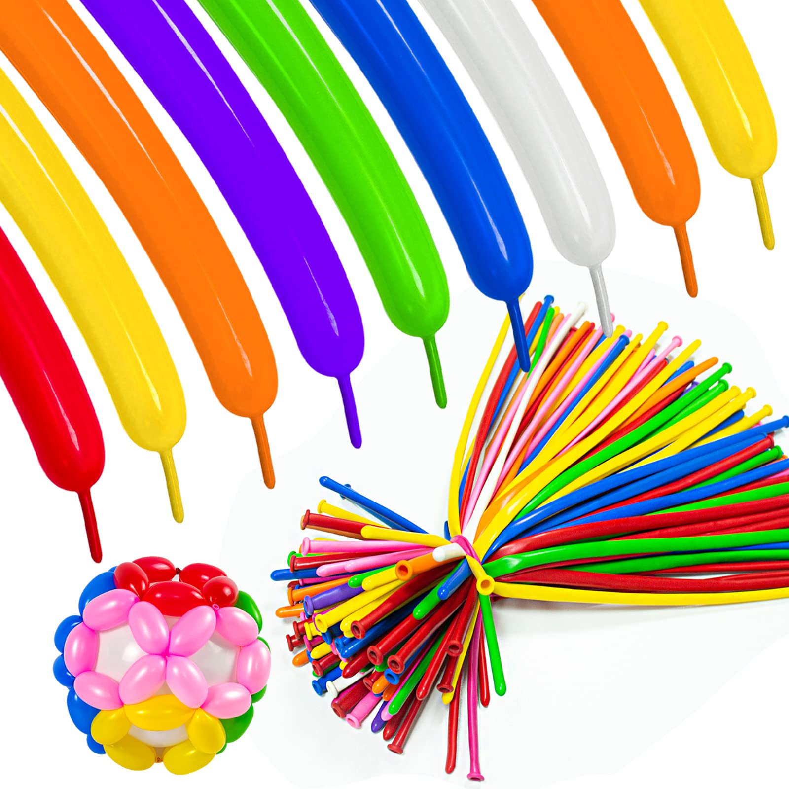 ASIYUHY 260 Long Balloons – 100 Pack Twisting Animal Balloons in Assorted Colors
