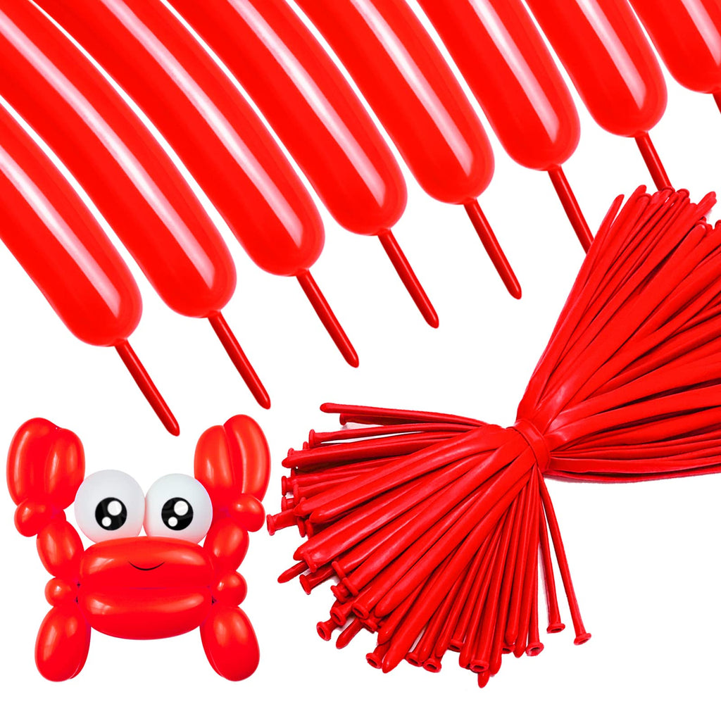ASIYUHY 260 Long Red Balloons – 100 Pack, Durable Twistable Latex for Animal Shapes