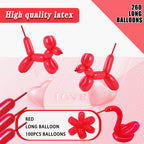 ASIYUHY 260 Long Red Balloons – 100 Pack, Durable Twistable Latex for Animal Shapes