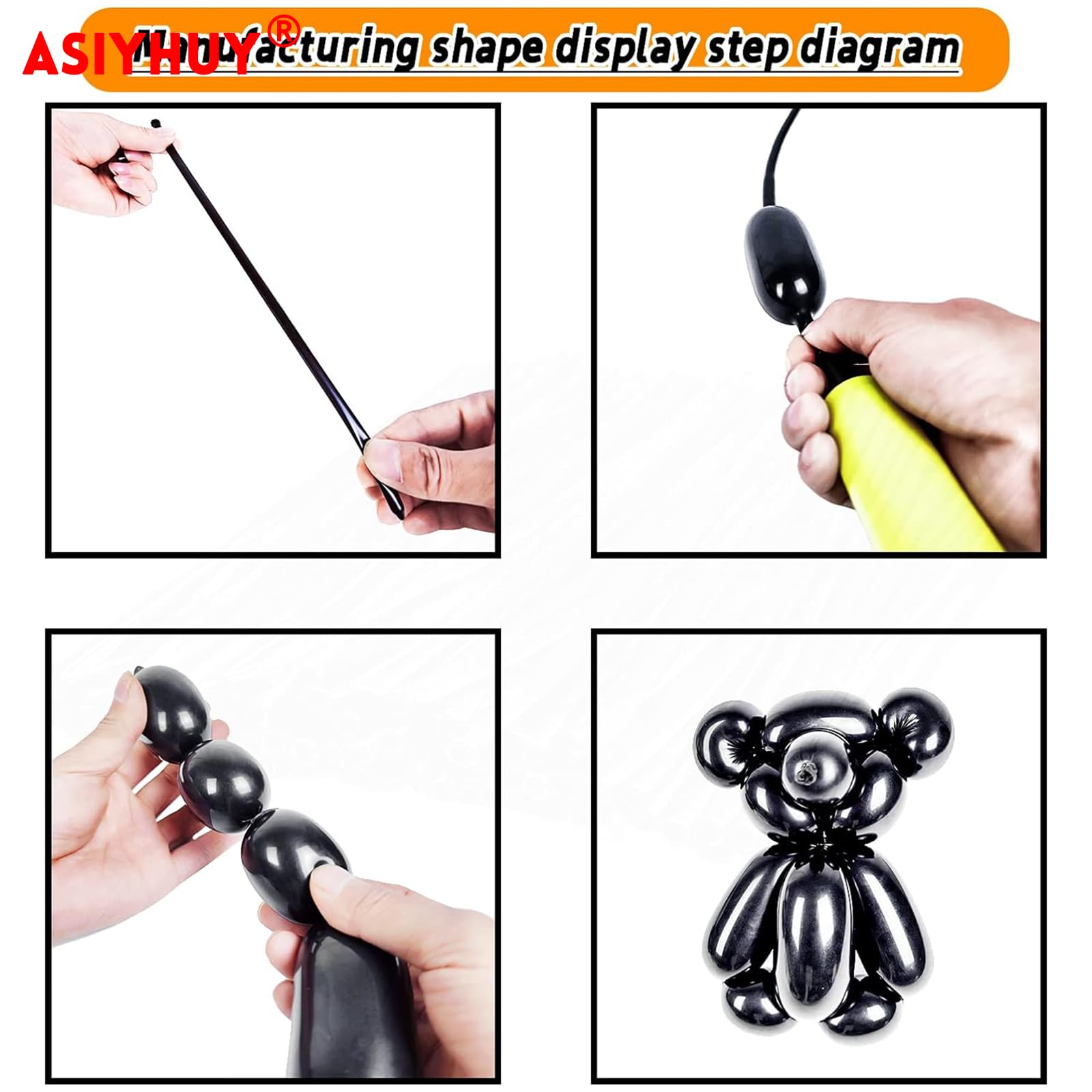 ASIYUHY 260-Long Balloons 100 Pack – Black Thick Latex for DIY Balloon Animals