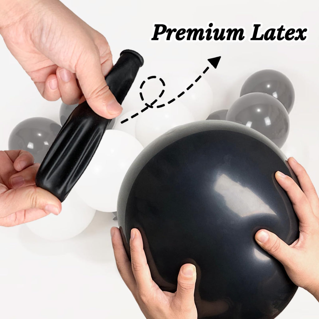 ASIYUHY 100pcs Black and White 12-Inch Balloons – Thickened Latex Party Decorations
