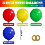ASIYUHY 100 Pack 12 Inch Matte Latex Balloons – Red Blue Green Yellow for Carnival Birthday Baby Shower Balloon Arch
