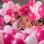 ASIYUHY Pink & White Balloons Set – 100pcs, 12in, Ribbon Included for Parties