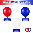 ASIYUHY Red White and Blue Latex Balloons 100 Pack for 4th of July & Patriotic Celebrations