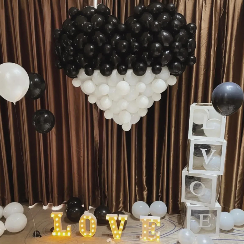 ASIYUHY 100pcs Black and White 12-Inch Balloons – Thickened Latex Party Decorations