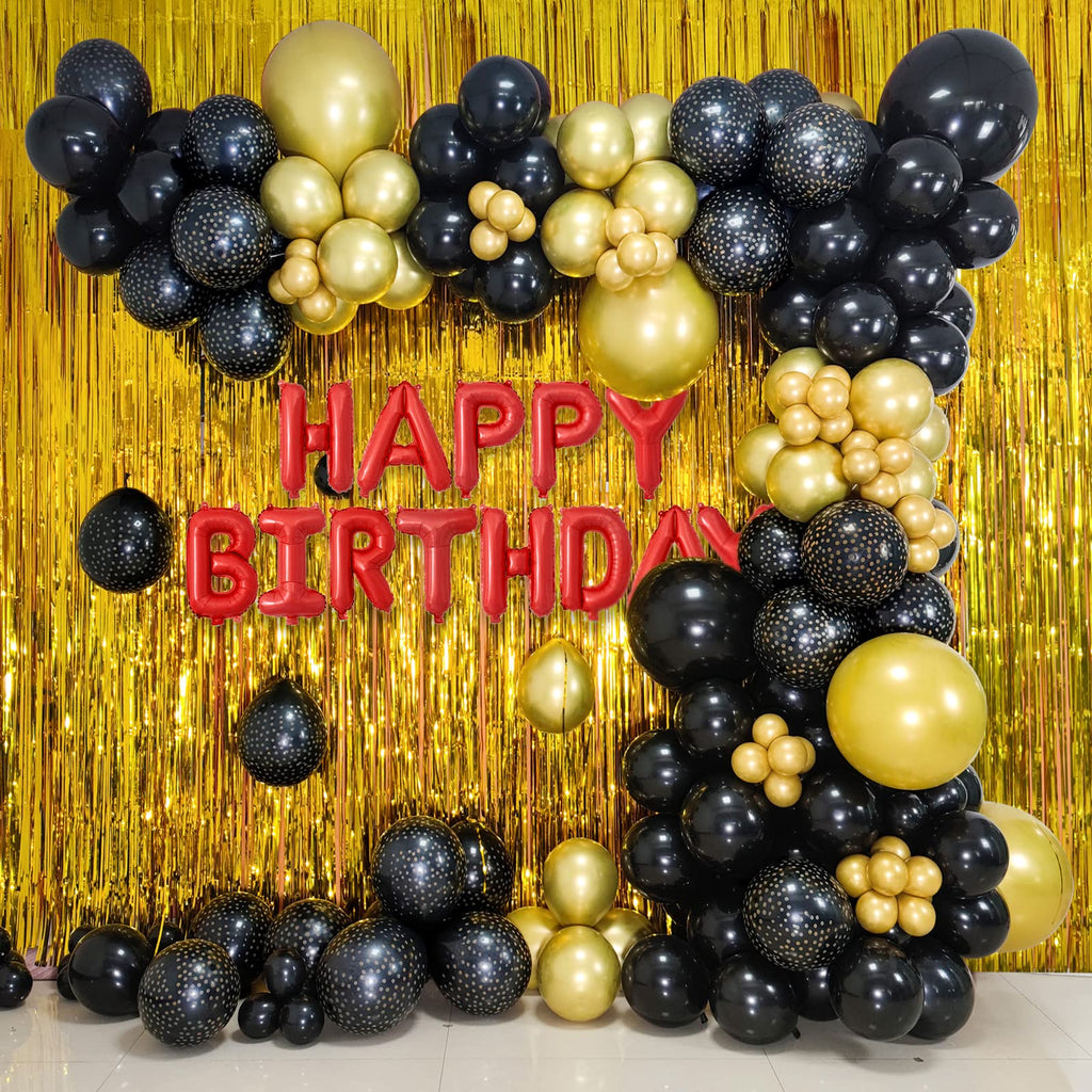 ASIYUHY 100pcs Black & Gold Balloons – 12in Metallic Latex Party Decor