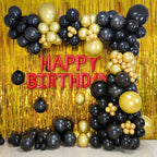 ASIYUHY 100pcs Black & Gold Balloons – 12in Metallic Latex Party Decor