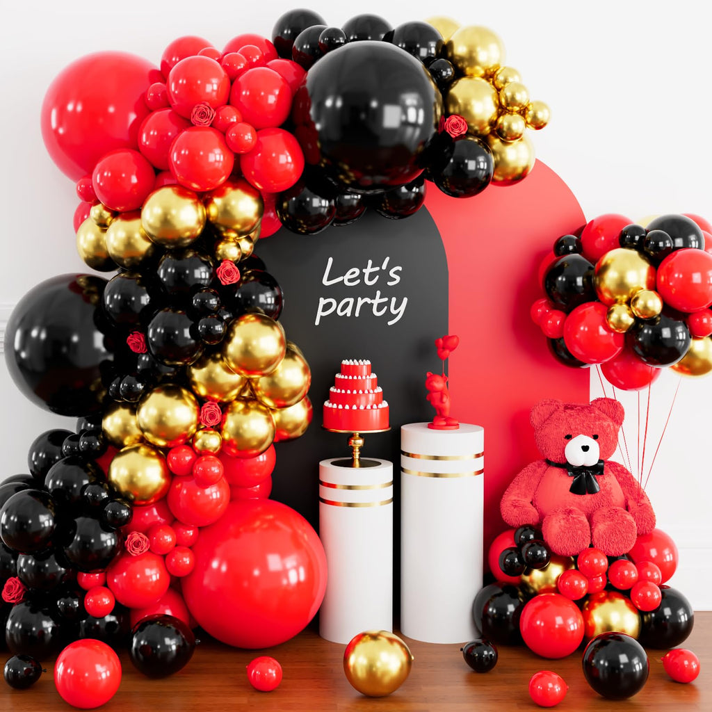 ASIYUHY 100pcs Black & Gold Balloons – 12in Metallic Latex Party Decor