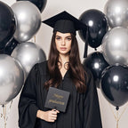 ASIYUHY 100pcs Black and Silver Balloons – 12 Inch Latex Party Decor Set