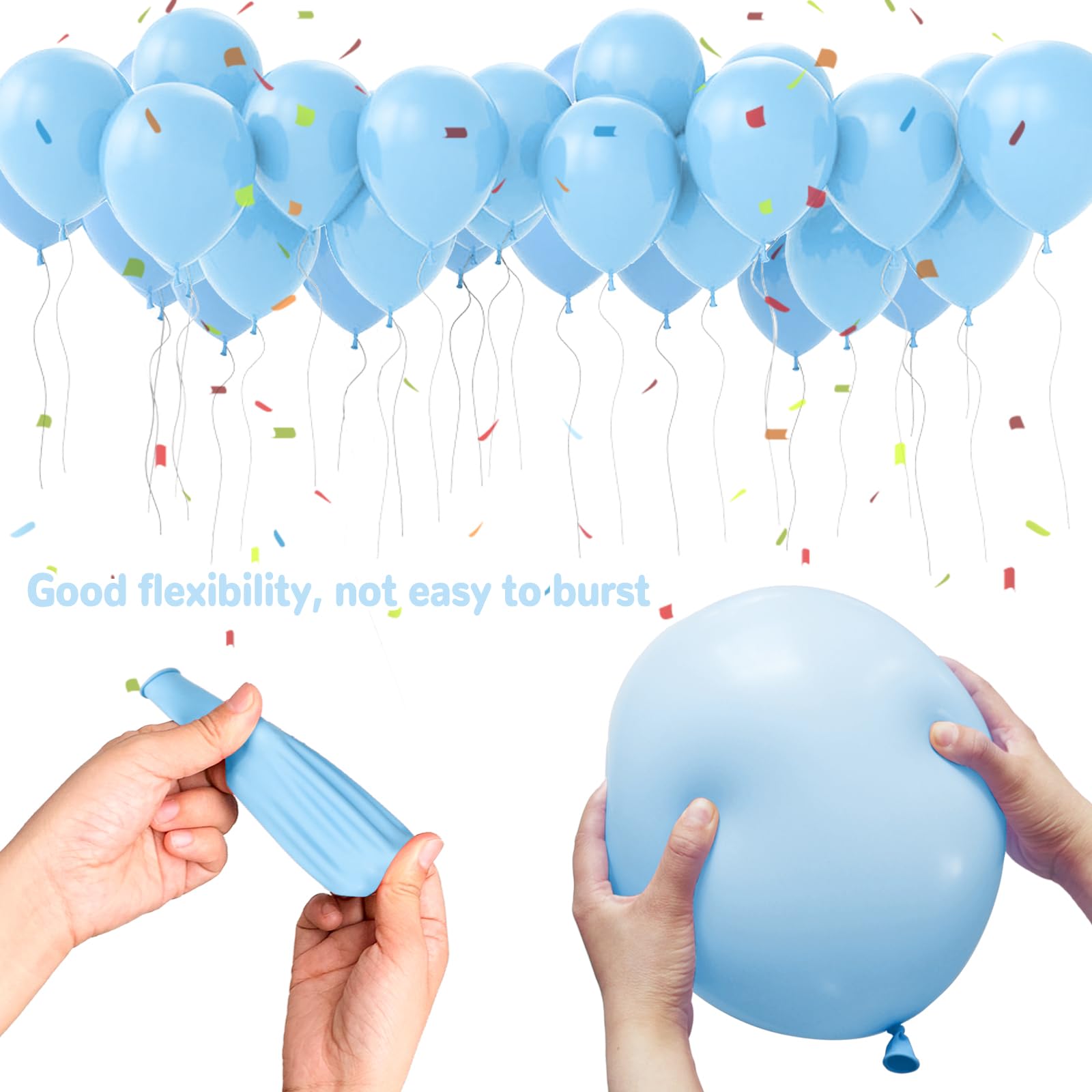 ASIYUHY Pastel Blue Latex Balloons - 100 Pack, 12 inch for Baby Shower, Birthday, Gender Reveal