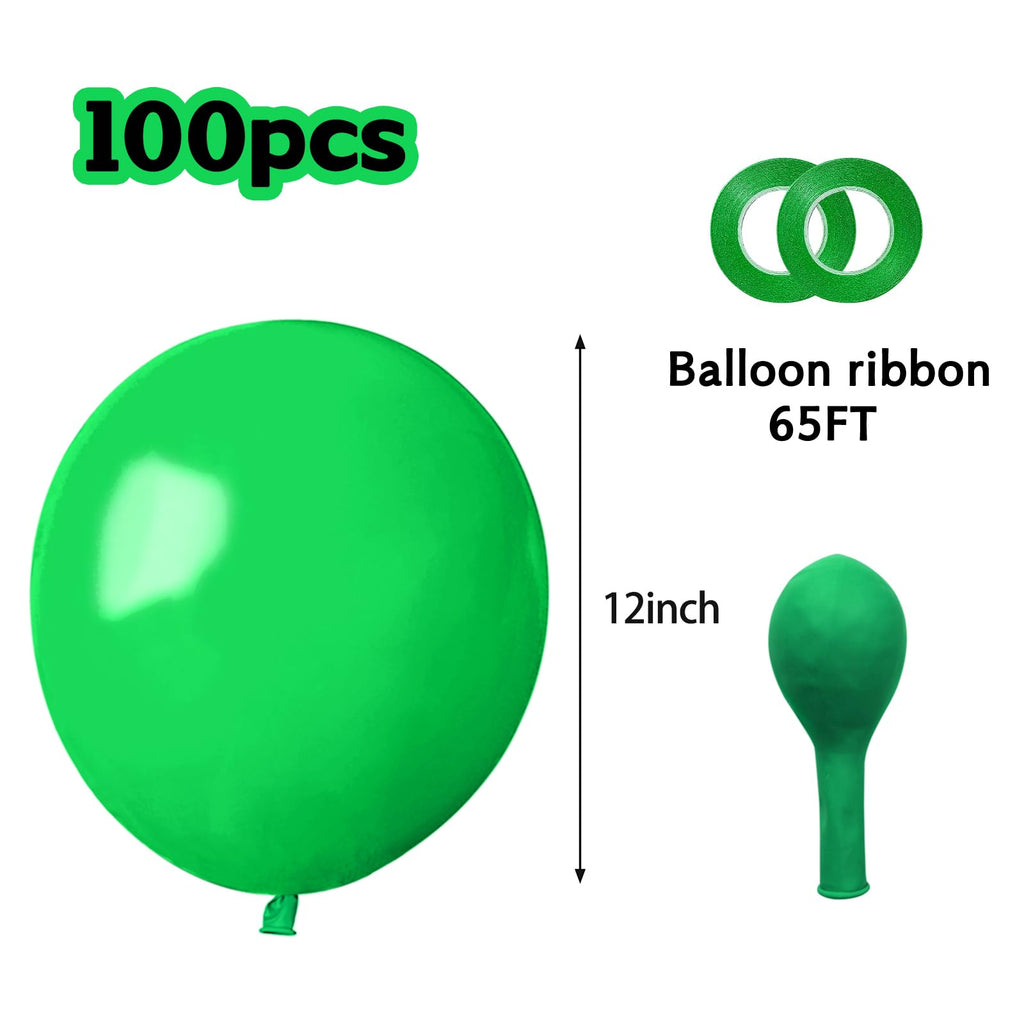 ASIYUHY Green Balloons 12 Inch – 100 Pack Thick Latex for Party Decor