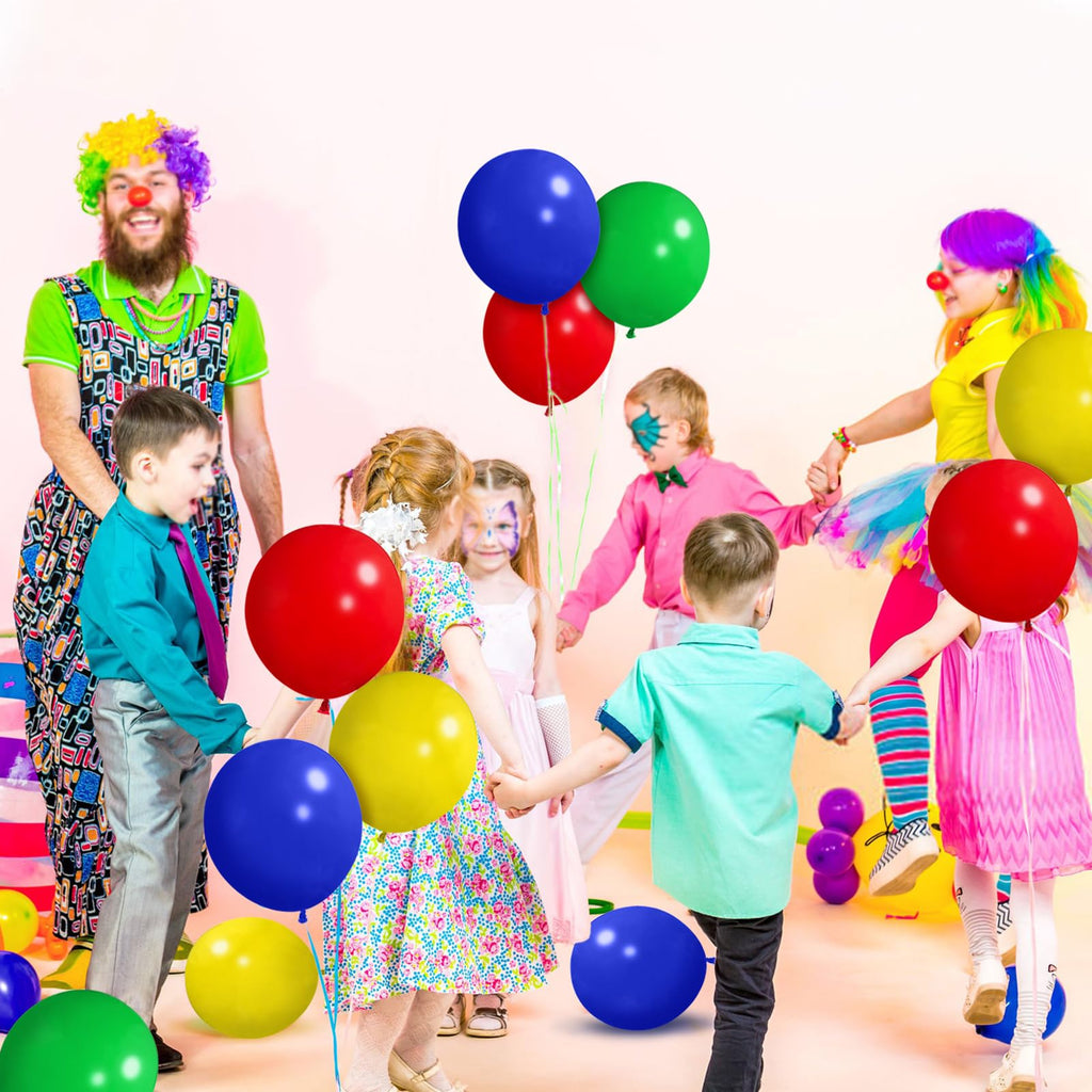 ASIYUHY 100 Pack 12 Inch Matte Latex Balloons – Red Blue Green Yellow for Carnival Birthday Baby Shower Balloon Arch
