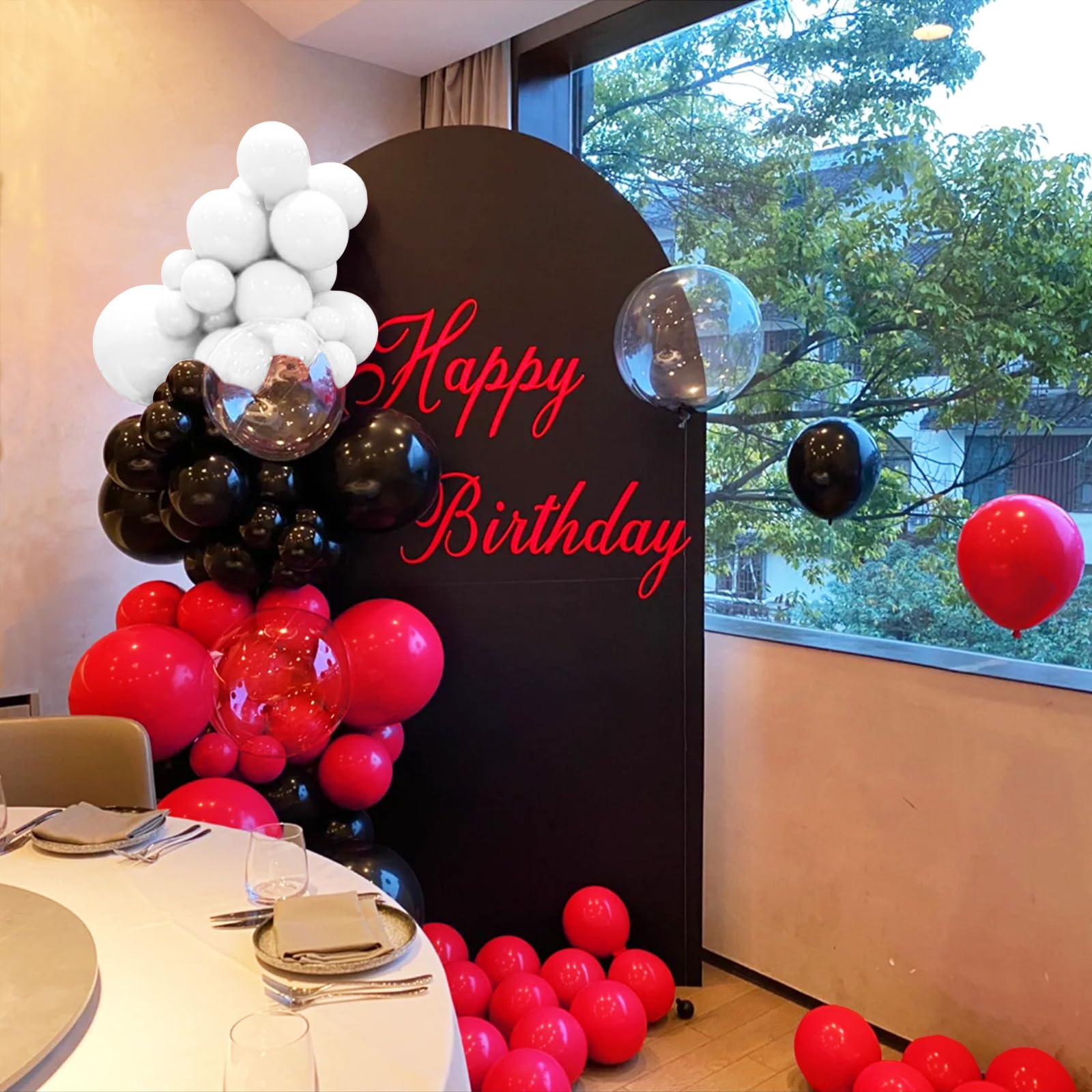 ASIYUHY Red and Black Balloons – 100 Pack, 12-Inch Matte Latex Party Decor for Birthdays, Graduations & More