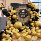 ASIYUHY 100pcs Black & Gold Balloons – 12in Metallic Latex Party Decor