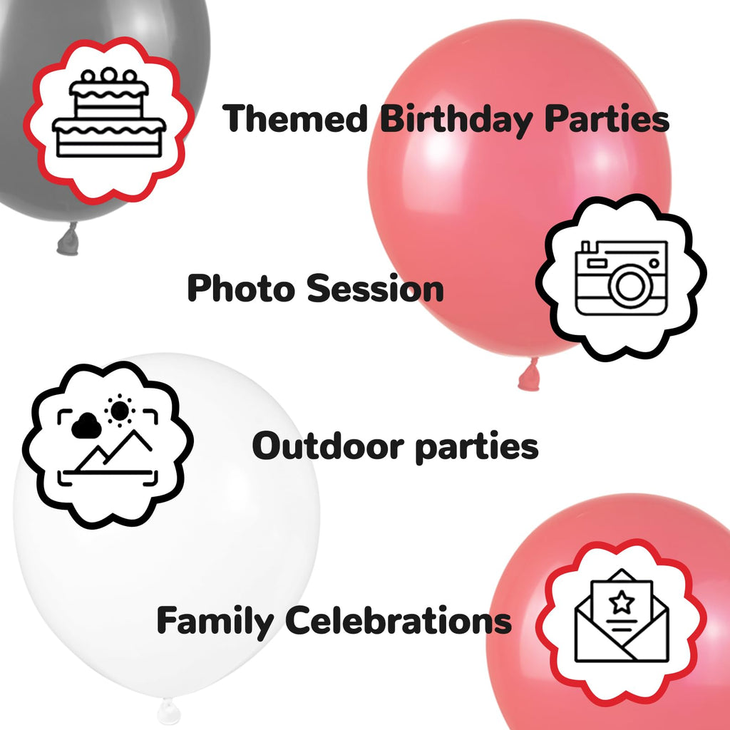 ASIYUHY Red and Black Balloons – 100 Pack, 12-Inch Matte Latex Party Decor for Birthdays, Graduations & More