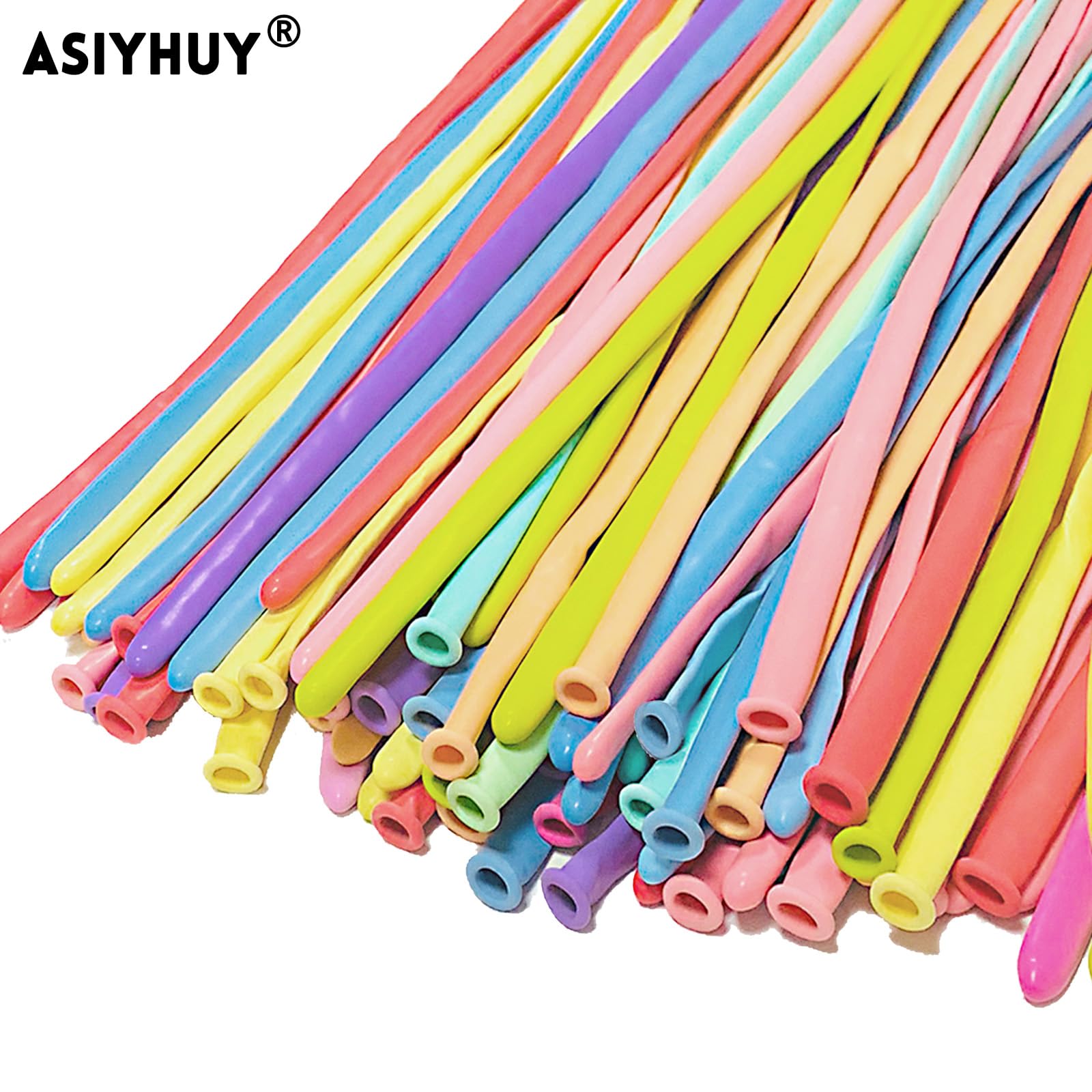 ASIYUHY Pastel 260 Long Balloons Pack — 100 Count for DIY Animal Shapes