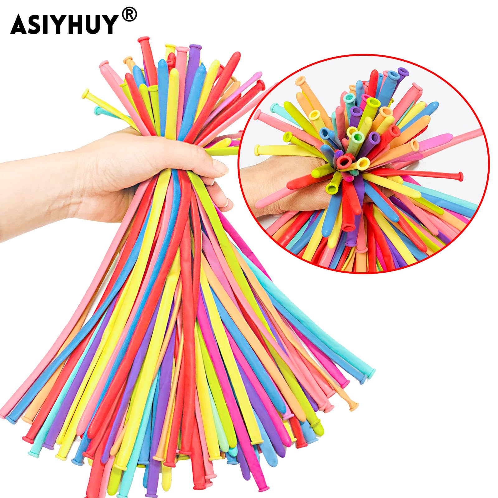 ASIYUHY Pastel 260 Long Balloons Pack — 100 Count for DIY Animal Shapes
