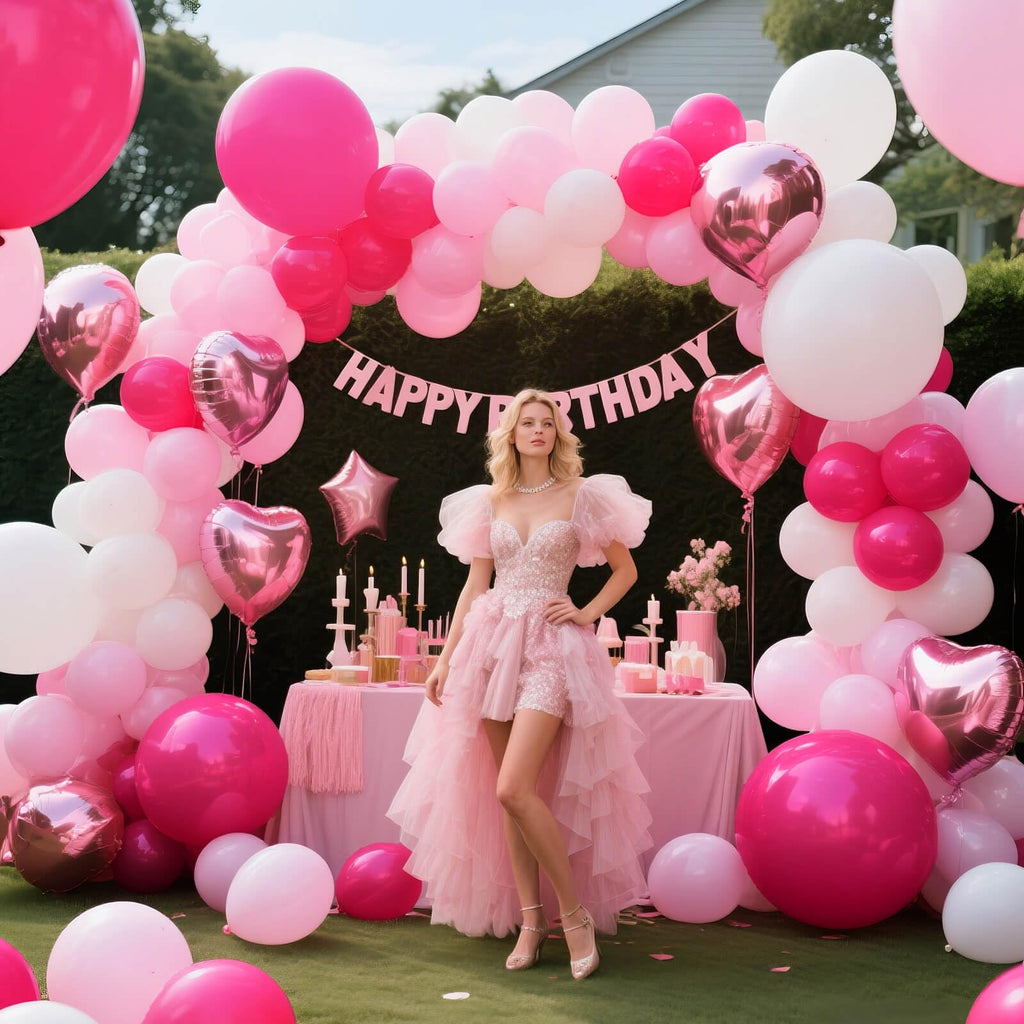 ASIYUHY Pink & White Balloons Set – 100pcs, 12in, Ribbon Included for Parties