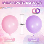ASIYUHY Pink & Purple Balloons 100 Pack | 12 Inch Latex Party Decor