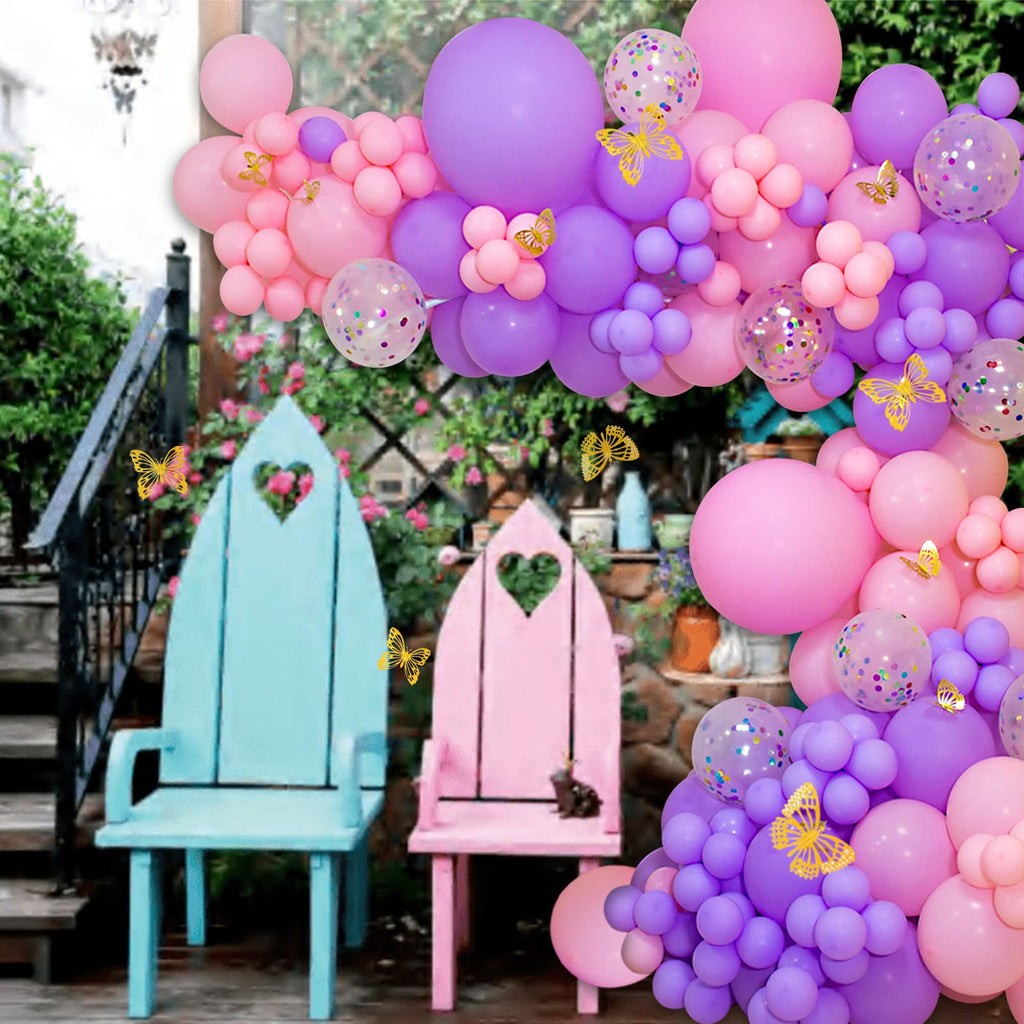 ASIYUHY Pink & Purple Balloons 100 Pack | 12 Inch Latex Party Decor