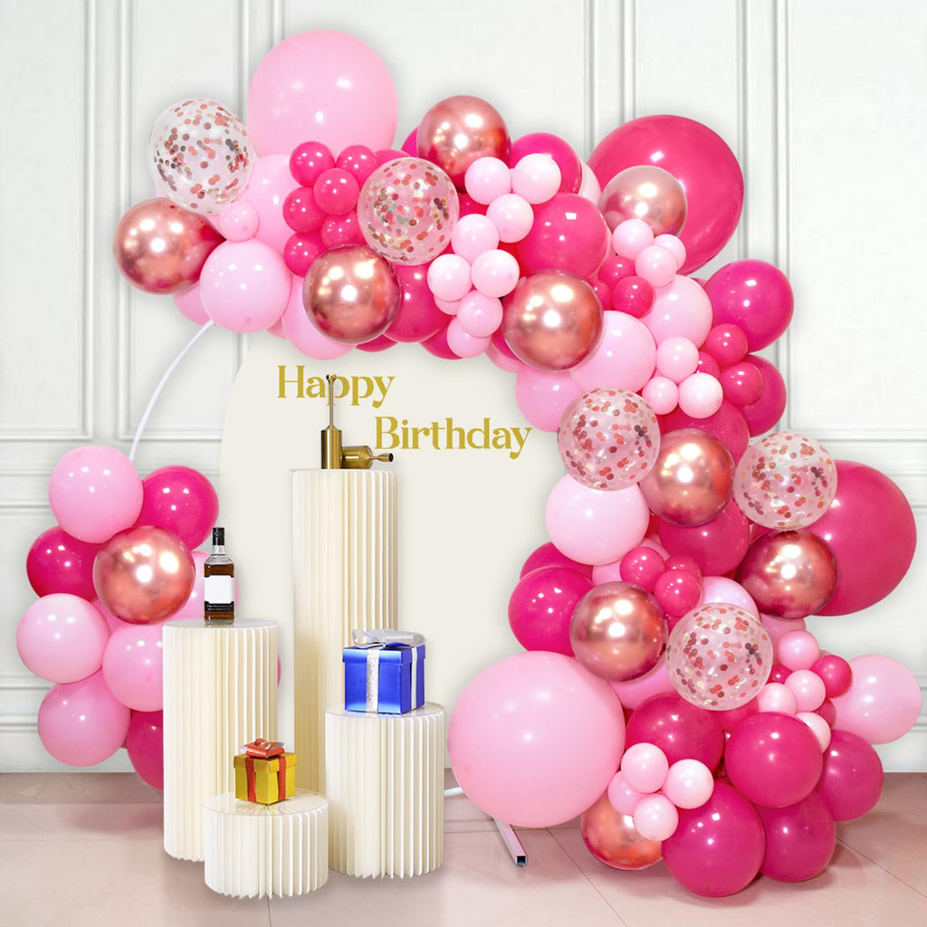 ASIYUHY Pink & White Balloons Set – 100pcs, 12in, Ribbon Included for Parties