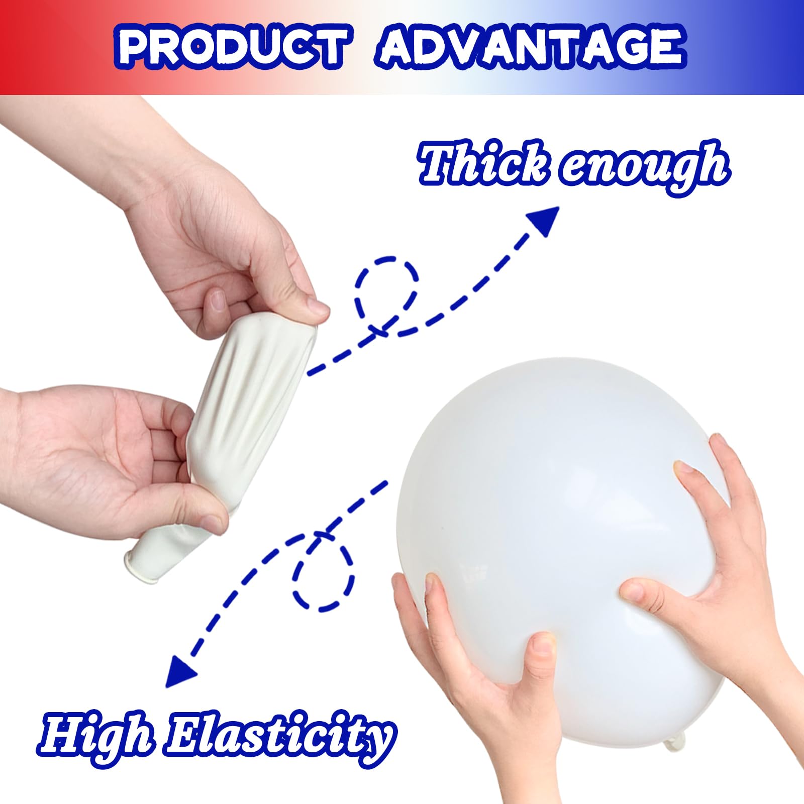 ASIYUHY Red White and Blue Latex Balloons 100 Pack for 4th of July & Patriotic Celebrations