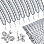 ASIYUHY Silver Metallic 260 Long Balloons – 100 Pack for DIY Animal Balloons