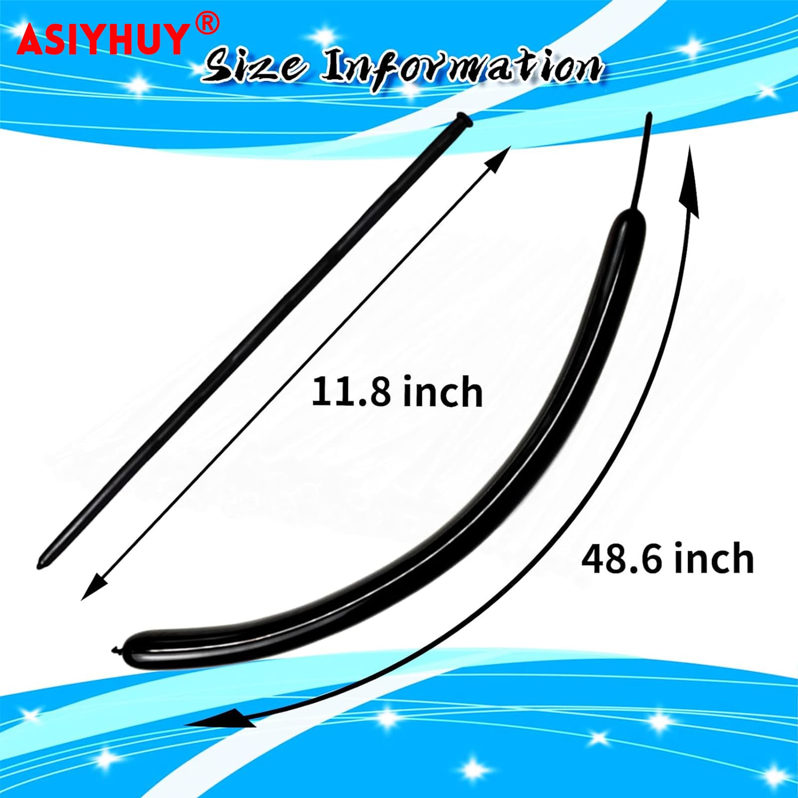 ASIYUHY 260-Long Balloons 100 Pack – Black Thick Latex for DIY Balloon Animals