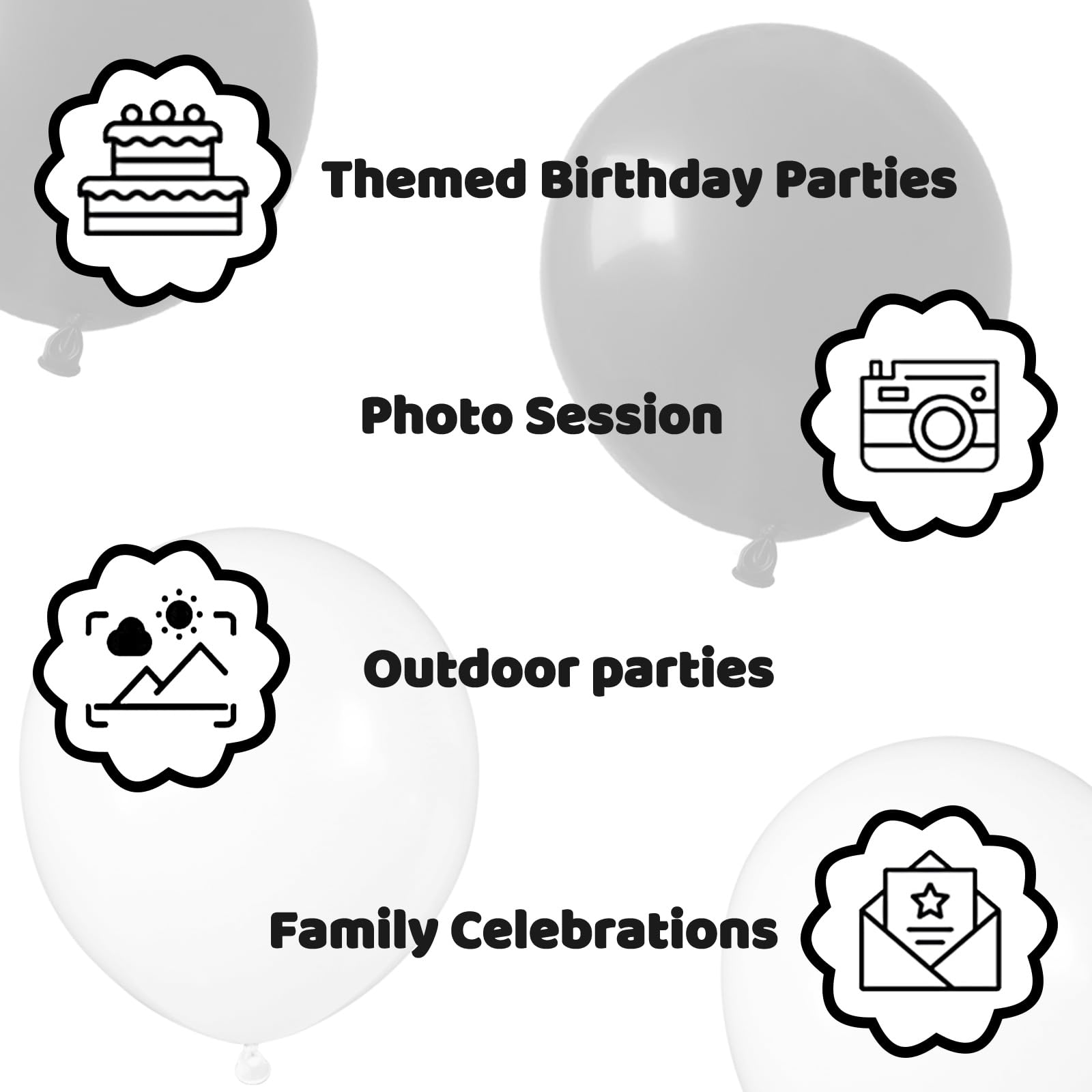 ASIYUHY 100pcs Black and White 12-Inch Balloons – Thickened Latex Party Decorations