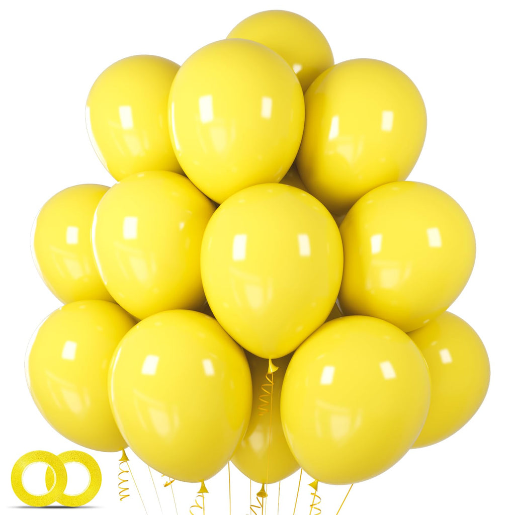 ASIYUHY Yellow Balloon Pack – 100 x 12in Latex Balloons for Party Decor