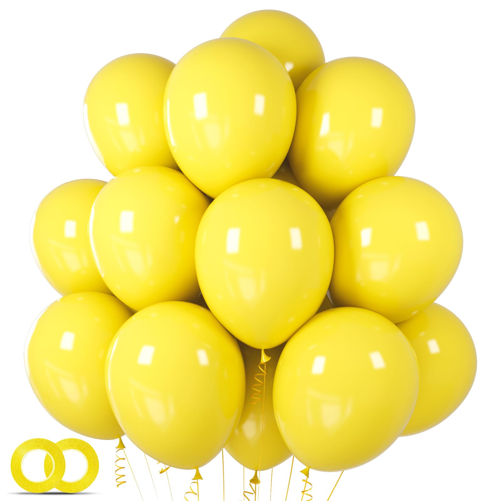 ASIYUHY Yellow Balloon Pack – 100 x 12in Latex Balloons for Party Decor