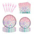 Askljeby 96 Pcs Mermaid Birthday Party Decorations — Plates, Napkins & Forks for 24 Guests
