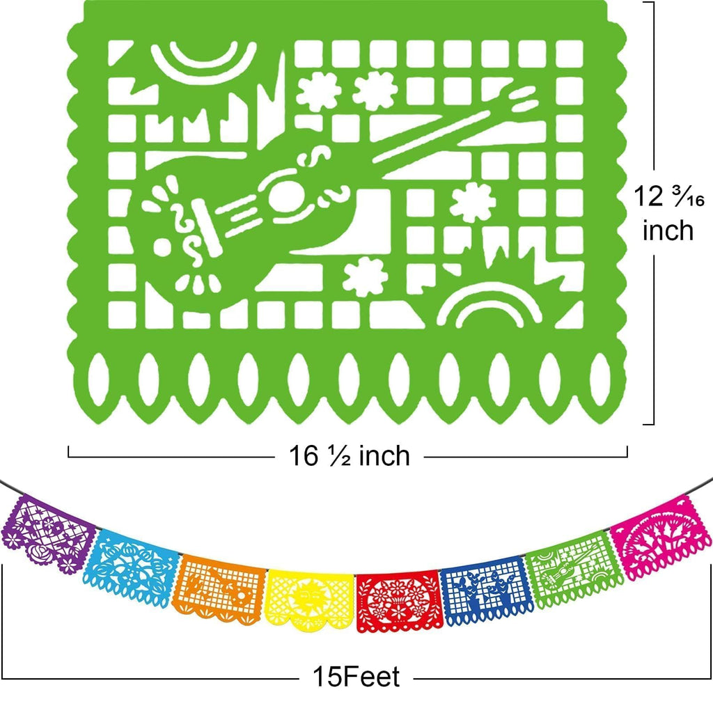 Asoulin 6PCS Papel Picado Fiesta Banners – Dia de Muertos & Cinco de Mayo Decor