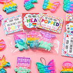 Asoulin 24-Pack Unicorn Pop Fidget Keychains with Valentine Cards – Kids Party Favors & Classroom Gifts