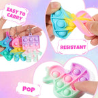 Asoulin 24-Pack Unicorn Pop Fidget Keychains with Valentine Cards – Kids Party Favors & Classroom Gifts