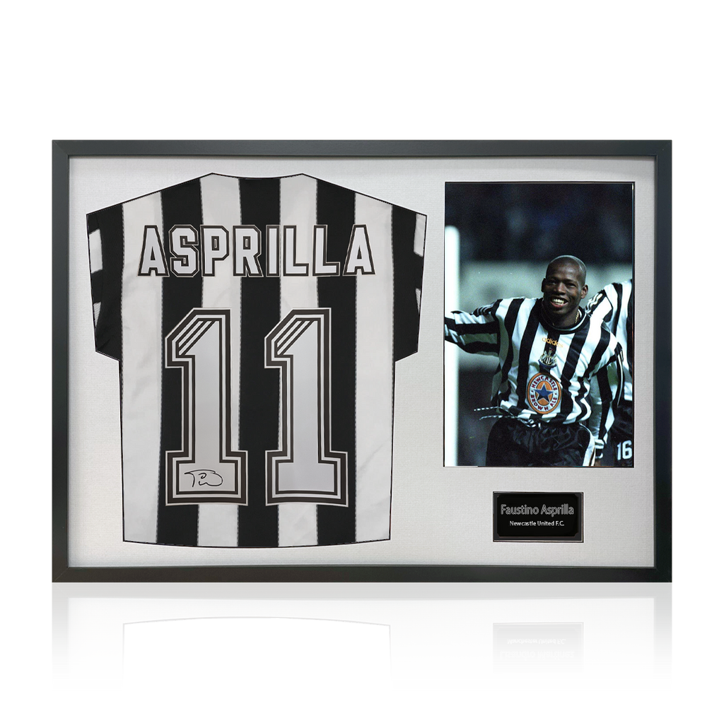 Faustino Asprilla Signed Newcastle United Shirt Classic Frame.