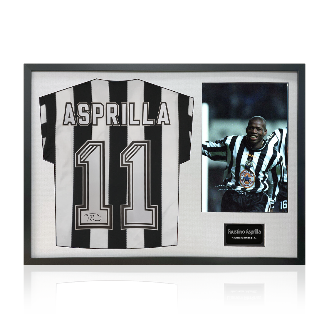 Faustino Asprilla Signed Newcastle United Shirt Classic Frame.