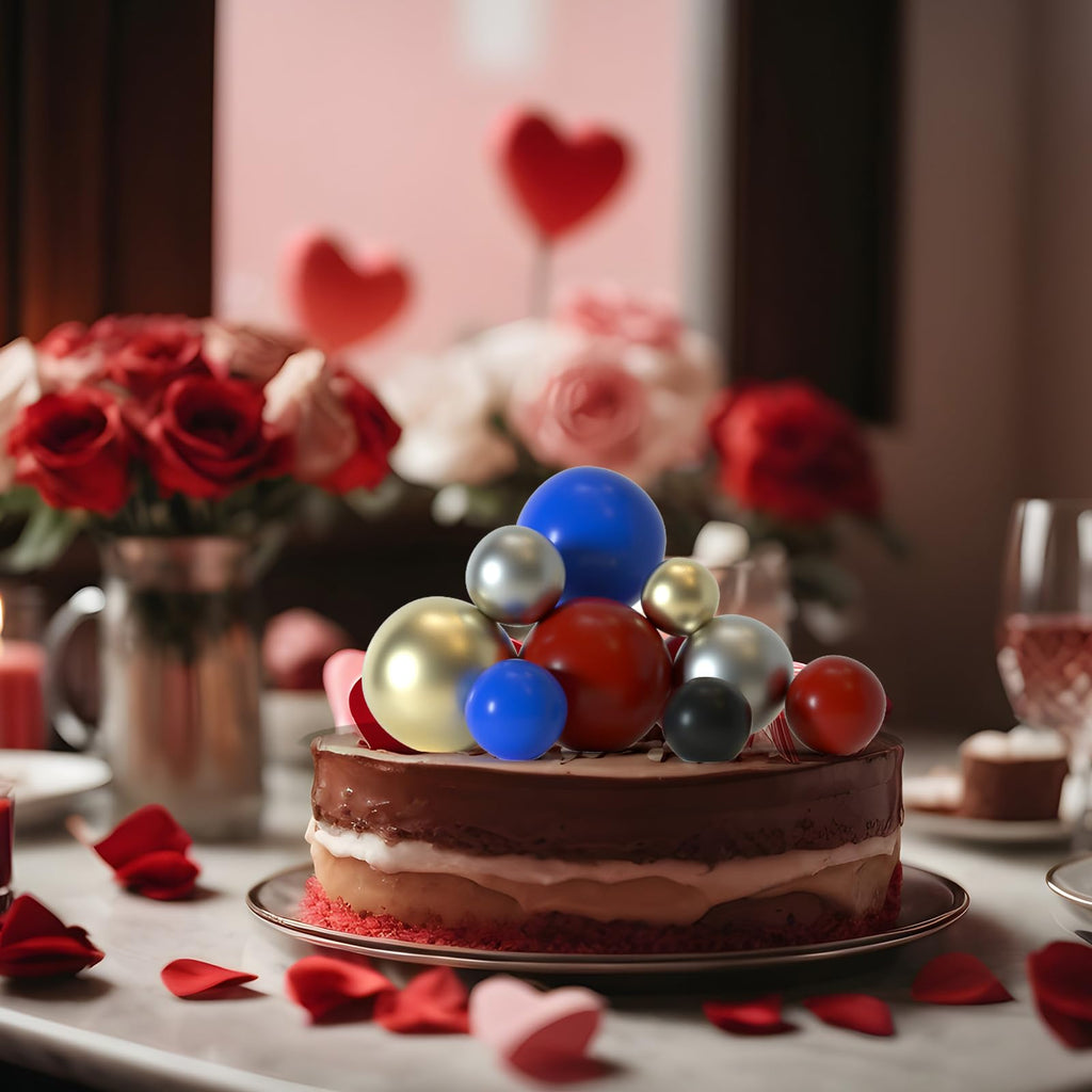 ASTARON 50 Pcs Ball Cake Toppers – Foam Ball Balloon Picks in Red, Blue, Silver, White, Gold | Cake Decorating