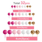 ASTARON 32 Pcs Ball Cake Toppers – Pink Gold Foam Ball Picks for Cakes & Desserts