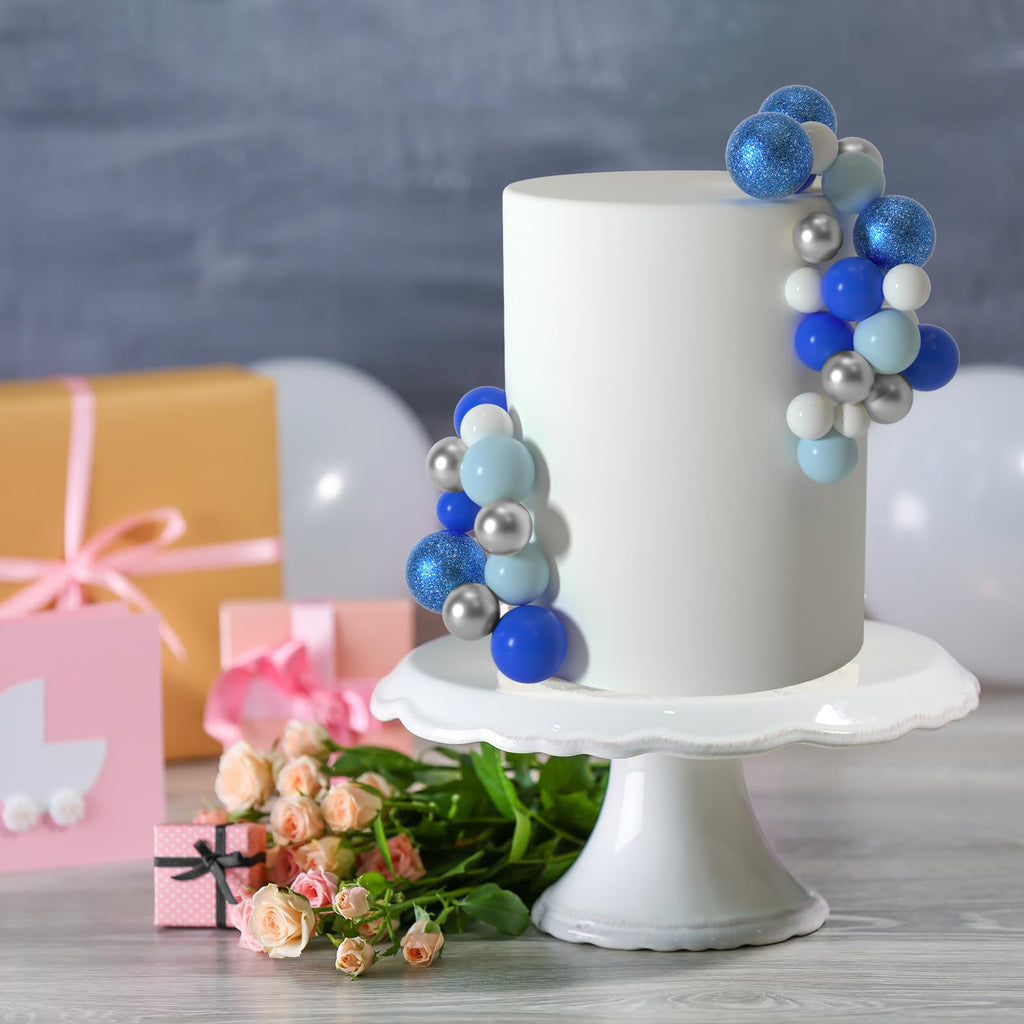 ASTARON 50 Pcs Ball Cake Toppers Blue Series – Foam Ball Decorations for Cakes & Parties