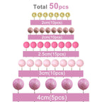 ASTARON 50 Pcs Ball Cake Topper Sticks – Mini Foam Balloon Ball Decorations for Cakes (Pink Series)