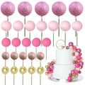 ASTARON 50 Pcs Ball Cake Topper Sticks – Mini Foam Balloon Ball Decorations for Cakes (Pink Series)