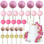 ASTARON 50 Pcs Ball Cake Topper Sticks – Mini Foam Balloon Ball Decorations for Cakes (Pink Series)