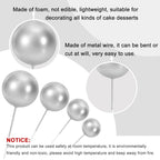 ASTARON 20 Pcs Ball Cake Toppers – Silver Foam Ball Decorations