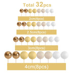 ASTARON 32 Pcs Ball Cake Toppers – Yellow Gold Foam Ball Picks
