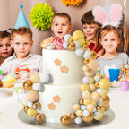 ASTARON 32 Pcs Ball Cake Toppers – Yellow Gold Foam Ball Picks