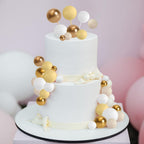 ASTARON 32 Pcs Ball Cake Toppers – Yellow Gold Foam Ball Picks