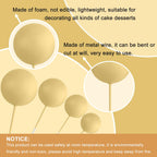 ASTARON 32 Pcs Ball Cake Toppers – Yellow Gold Foam Ball Picks