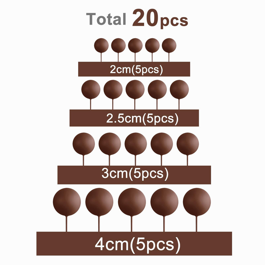 ASTARON 20 Pcs Brown Ball Cake Toppers – Ready-to-Use Decorations
